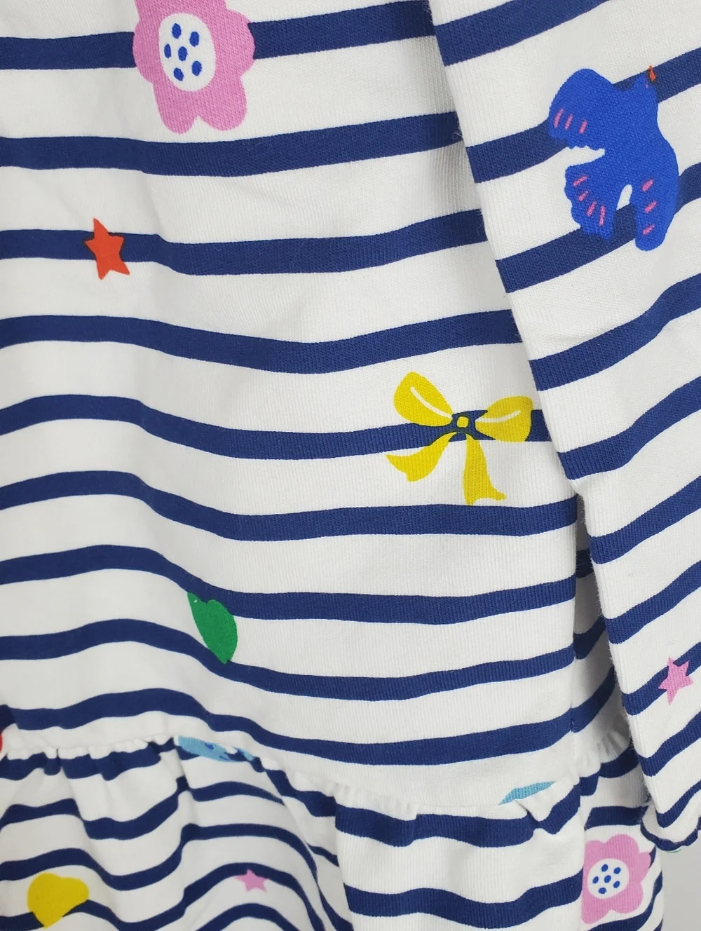 Mini Boden Tiered Sweatshirt Dress Navy/ Ivory Stripe Size 6-7Y